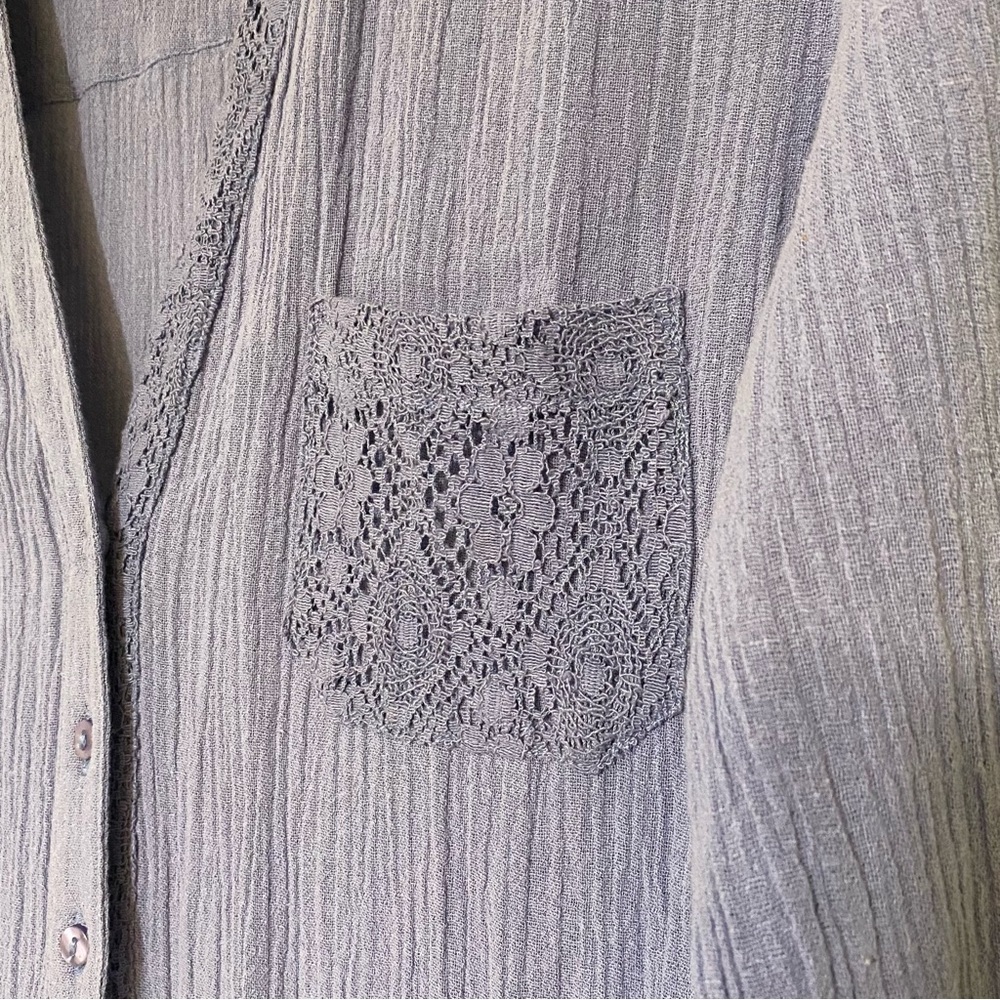 Soft Surrounding Crepe Gauzy Cotton Blouse Periwinkle Blue Sz Small Petite - Picture 3 of 9